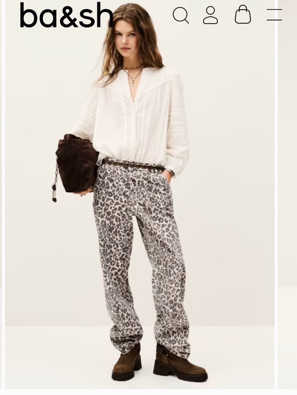 NWT Ba&Sh Leonie cheetah oversized pants